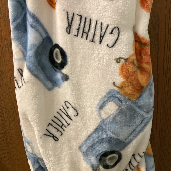 NWT Rae Dunn Harvest Throw Blanket. Truck with Pumpkins. - Picture 2 of 4